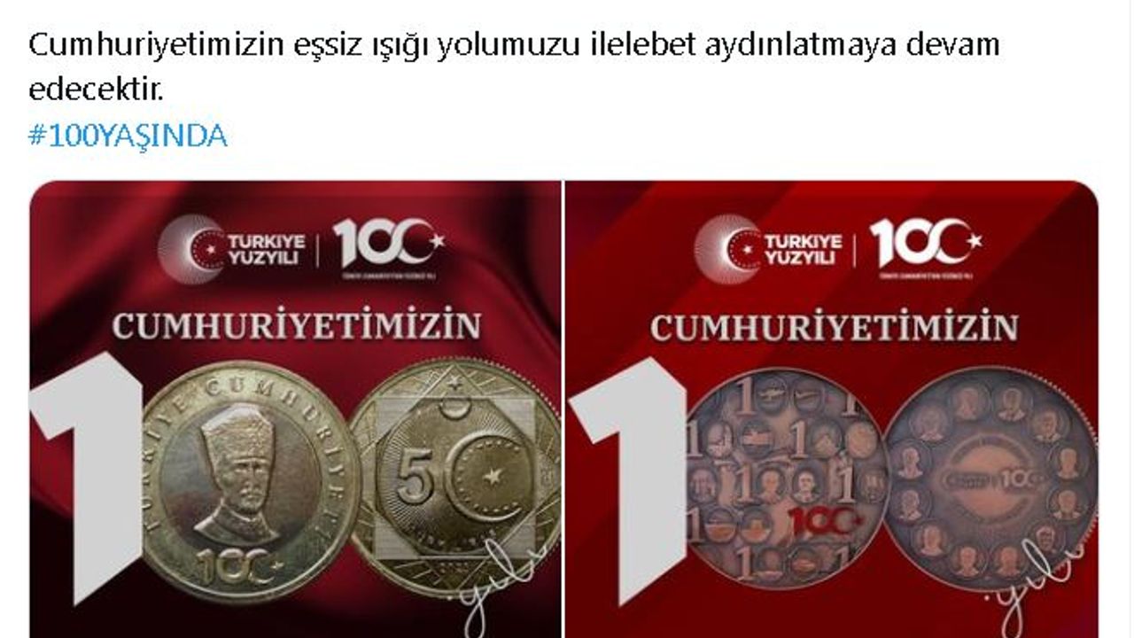 Bakan Şimşek'ten Cumhuriyet'in 100'üncü yılına hatıra para paylaşımı