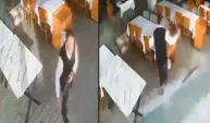 Restorana vuran dev dalganın çalışanı sürüklendiği anlar kamerada