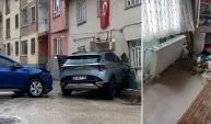 Otomobille çarpışan cip evin duvarına vurdu, kalorifer peteği yerinden söküldü