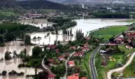 Tokat'ta sağanak sonrası su altında kalan tarım arazileri dronla görüntülendi