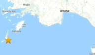Akdeniz'de 5.3 büyüklüğünde deprem