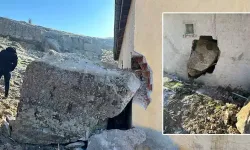 Yamaçtan yuvarlanan kaya eve girdi