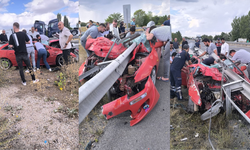 Ankara'da bariyere çarpan otomobil ikiye bölündü; 1 ölü, 1 yaralı