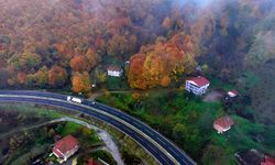 Bolu Dağı'ndan geçen sürücüler mola yerlerinde zirveden manzarayı izliyor