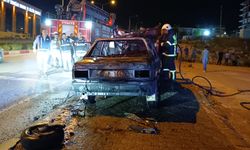Alkollü sürücü otomobilini yaktı