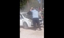 Karaman'da otomobildeki cep telefonu bataryası yangın çıkardı