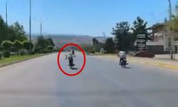 Motosiklet sürücülerinin tehlikeli yarışı kamerada