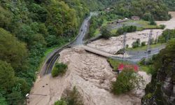 Artvin sağanak etkili oldu; dere taştı, köprü yıkıldı