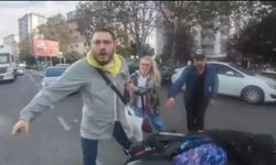Ataşehir'de motosikletliye tekme tokatlı saldırı kamerada