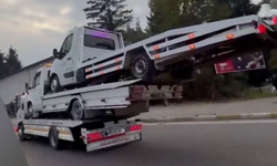 Oto kurtarıcıları üst üste dizip trafikte ilerledi