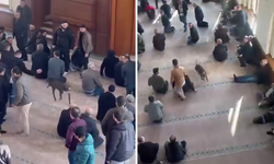 Cuma vaazı sırasında camiye pitbullun girdiği anlar kamerada