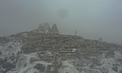 Kapadokya'da kar yağışı etkili oldu