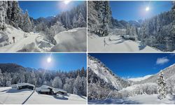 Rize'de Kaçkar Dağları ve yaylalardaki kar manzarası dronla görüntülendi