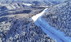 Ordu'nun Çambaşı Yaylası'nda kış manzarası havadan görüntülendi