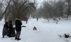 Çubuk ilçesindeki Karagöl Tabiat Parkı karda vakit geçirmek isteyenleri ağırladı