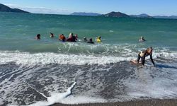 Muğla'da yardıma muhtaç çocuklar ve hayvanlara destek için denize girdiler