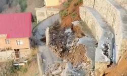 Rize’de heyelan; istinat duvarı çöktü