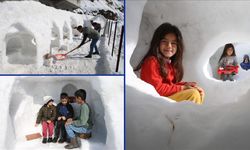 Çocuklar için kardan igluyu andıran oyun grubu yaptı