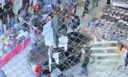 Edirne'de el freni çekilmeyen otomobilin halk pazarına girmesi güvenlik kamerasında