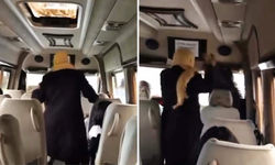 Minibüste kadınların 'sigara içme' kavgası kamerada
