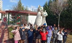 Pursaklar’da minik öğrencilerden kedi evine sevgi dolu ziyaret