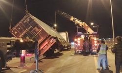 TEM Otoyolu'nda TIR devrildi; şoförü yaralandı