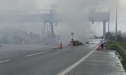 Otoyolda gişelere çarpıp alev alan otomobilin sürücüsü öldü