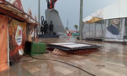 Hatay'da kuvvetli rüzgar; çatılar uçtu, stantlar yıkıldı