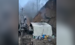 Giresun’da heyelan; sondaj makinesi toprak altında kaldı