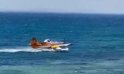 Denizden su alan uçağın olumsuz hava şartları nedeniyle kalkış yapamadı