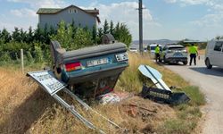 Kırıkkale'de devrilen otomobil sürücüsü yaralandı