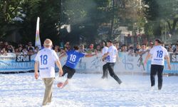 Çankırı'da tuzdan hazırlanan sahada futbol maçı yapıldı