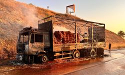 Manisa'da seyir halindeki TIR alev alev yandı