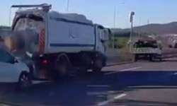 Çekmeköy'de otomobilin yol işaretleme aracına çarptığı kaza kamerada