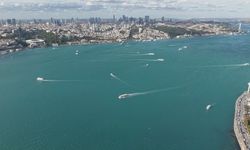 Yağışın ardından turkuaz renge bürünen İstanbul Boğazı havadan görüntülendi