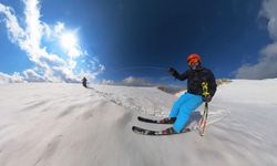 Ergan Dağı zirvesinde kayak keyfi