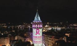 Galata Kulesi 'Meme Kanseri Farkındalık Ayı' kapsamında pembe ışıklarla aydınlatıldı