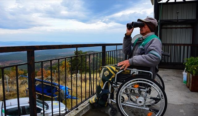 Bedensel engelli ormancı 33 yılını verdiği yangın gözetleme kulesinden emekli oldu