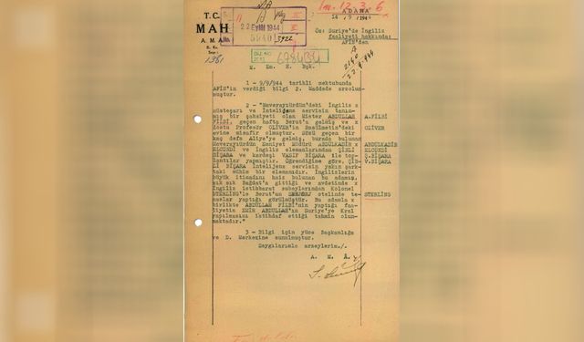 MİT, İngiltere'nin Orta Doğu'daki faaliyetlerine ilişkin 1944 yılından rapor paylaştı