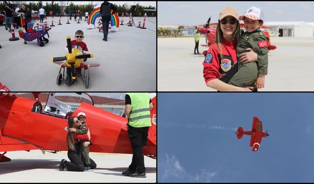 Eskişehir'de çocuklar sportif uçak ve helikopterlerle uçuş heyecanı yaşadı