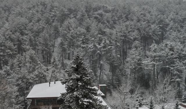 Kızılcahamam'da tabloyu andıran kar görüntüsü