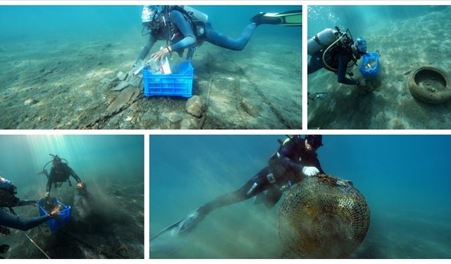 Dalışseverlerin gözdesi Kaş'ta su altı temizliği yapıldı