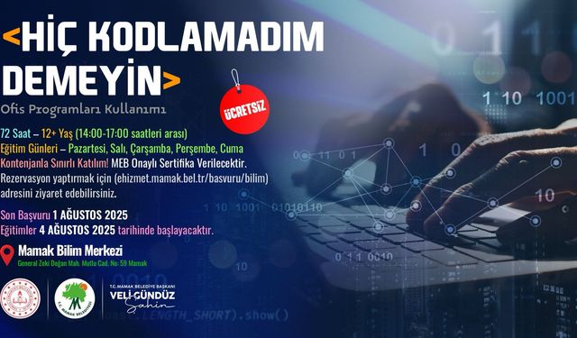Mamak’ta gençlere ücretsiz ofis programları eğitimi