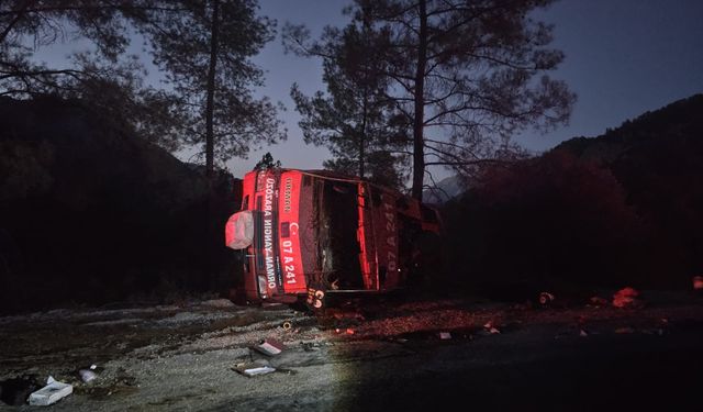 Yangın dönüşü arazöz devrildi; 2 işçi yaralandı