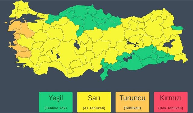 Bakanlıktan 52 il için "sarı", 4 il için de "turuncu" kodlu meteorolojik uyarı