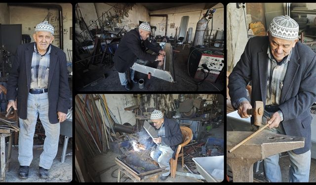 Ali usta 57 yıldır dükkanında yankılanan çekiç sesleri arasında mesleğini yaşatıyor