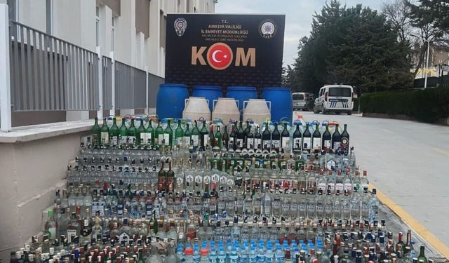 Amasya’da kaçak ve sahte alkol operasyonuna 2 tutuklama