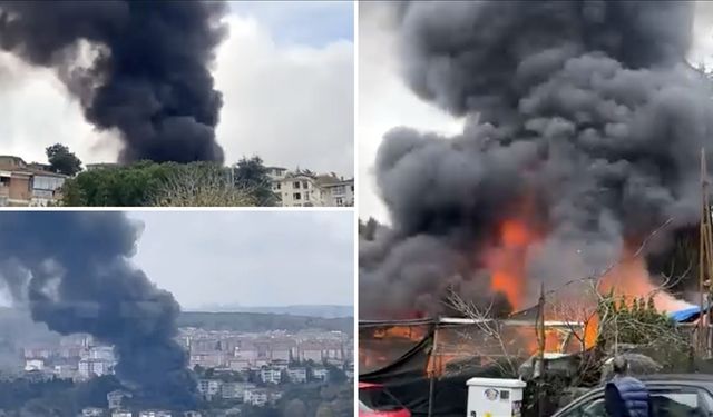 Sarıyer'de iş yerinde çıkan yangına müdahale ediliyor