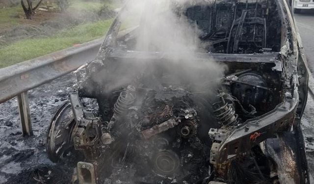 TEM Otoyolu'nda cip alev alev yandı