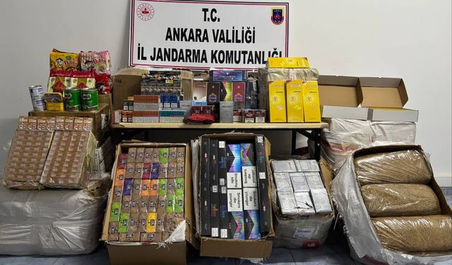 Ankara’da TIR’da kaçak tütün mamulleri ve gıda maddesi ele geçirildi
